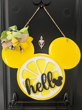 Disney Mickey Lemon Summer Door Hanger Sign | Custom Handmade Welcome Decor